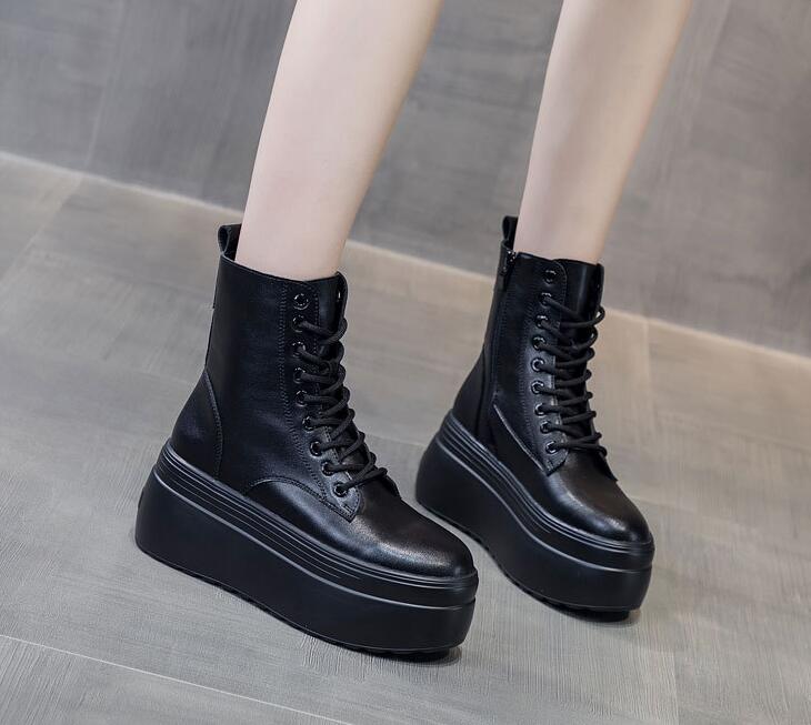 【NEWカラー追加】ブーツ　レディース 厚底 ショートブーツ レディース ショートブーツ 厚底 ぺたんこ 歩きやすい ヒール8cm フラット コスプレ 大きいサイズ ブーツ 編み上げ 厚底ブーツ 大き