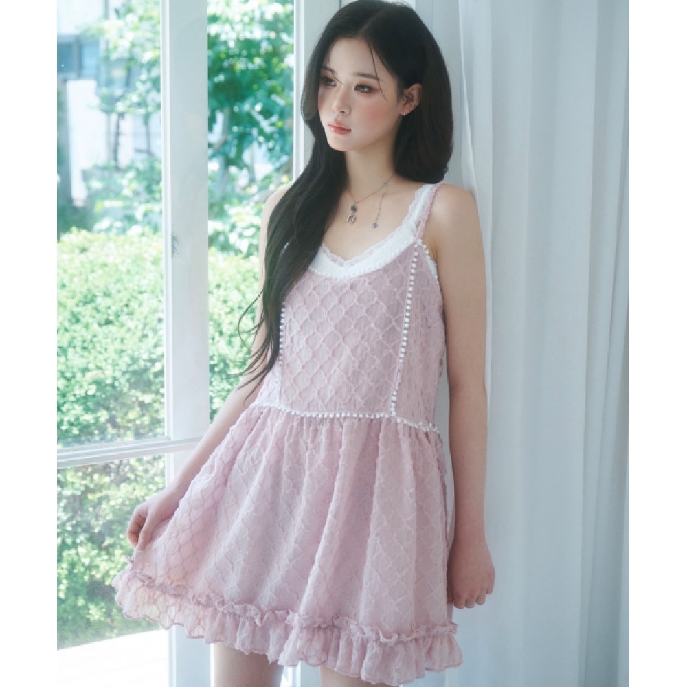NEWALRIN チュチュフリルレースノースリーブワンピース（3色）