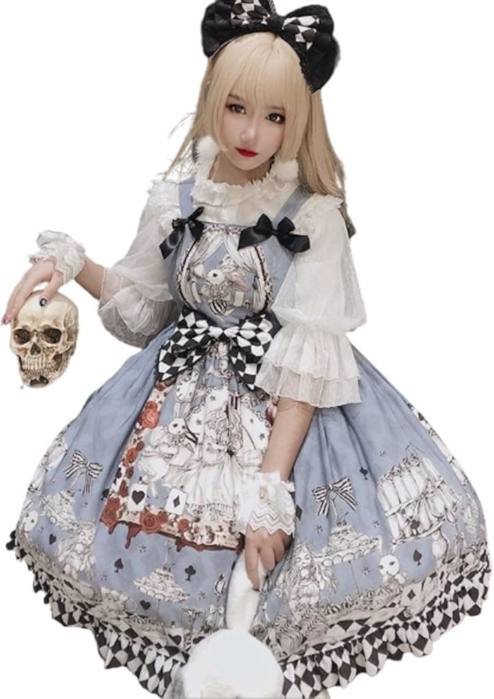 レディレイジー ロリータ ジャンパースカート アリス コスプレ ノースリーブ ドレス ひざ丈(水色, M)