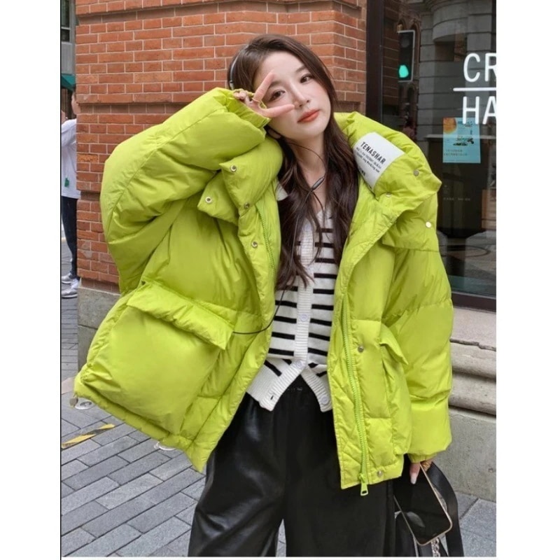 ダウン綿入れショート丈爆型カラー綿入れ連帽パン着洋風小柄ゆったり保温綿入れコート 5,215円