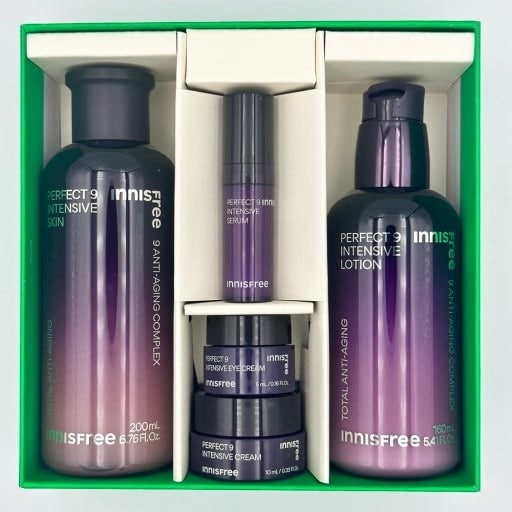 NEWパーフェクト9 インテンシブスキンケア化粧品2点セット（トナー200mlローション160ml+プレゼントセラム5mlクリーム10mlアイクリーム5ml）