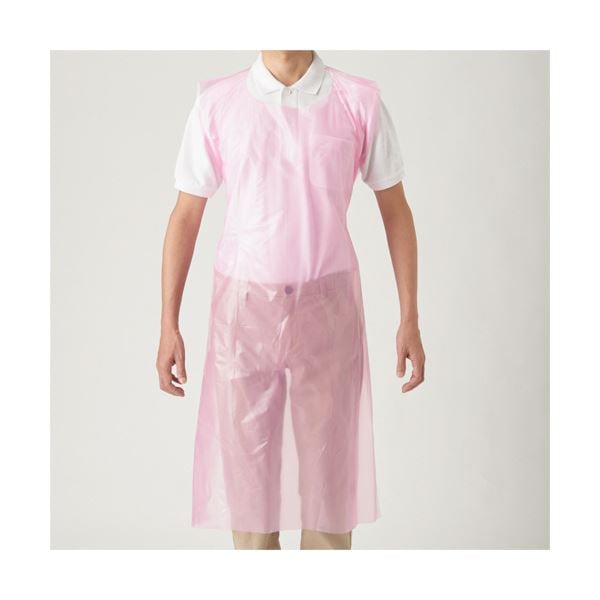 （まとめ） 川西工業ポリエチエプロン エコノミー フリーサイズ ピンク 4440 1箱（50枚） [x10セット]