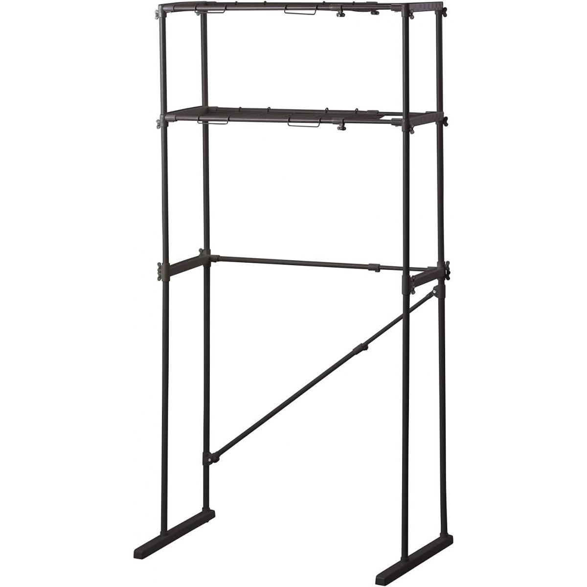 ベストコ 洗濯機ラック ハンガー掛付 ブラウン NY-236 防水パン対応 ランドリー収納 脱衣所 折りたたみ 【お客様組立】