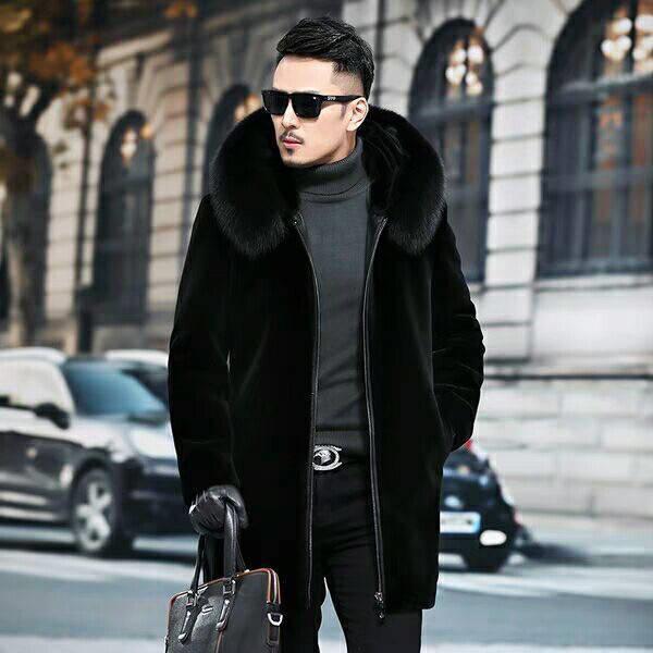 毛皮コート ファーコート メンズ アウター ロングコート ロング丈 フード付き 防寒 ファー フェイクファー 裏起毛 かっこいい 高級感 厚手 冬服 5,926円