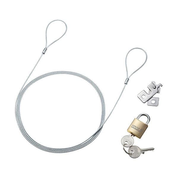 （まとめ）サンワサプライ NanoSaverスロット対応セキュリティワイヤー(南京錠タイプ) SL-83 1個(×5セット)
