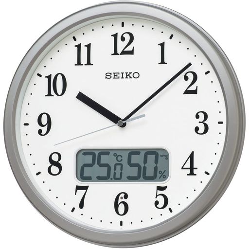 セイコークロック(SEIKO CLOCK) 掛け時計 電波 アナログ 温度 湿度 表示 05:銀色メタリック 02:直径31CM KX244S