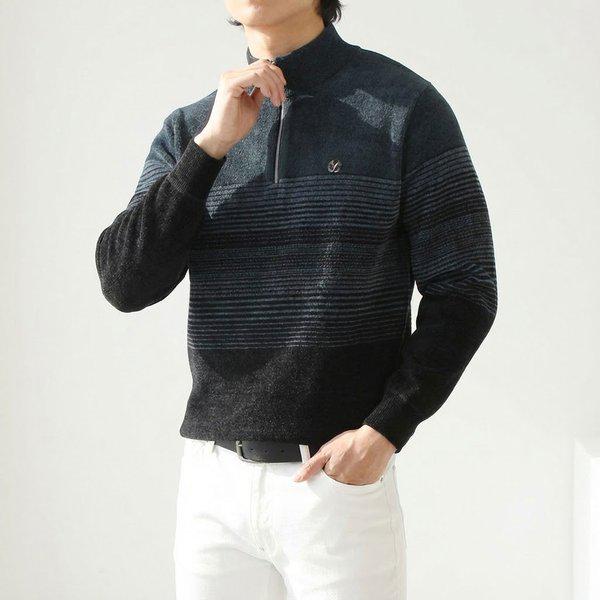 メンズウィンターウール起毛ハーフジップアップ DW272 ニットハーフジップアップ