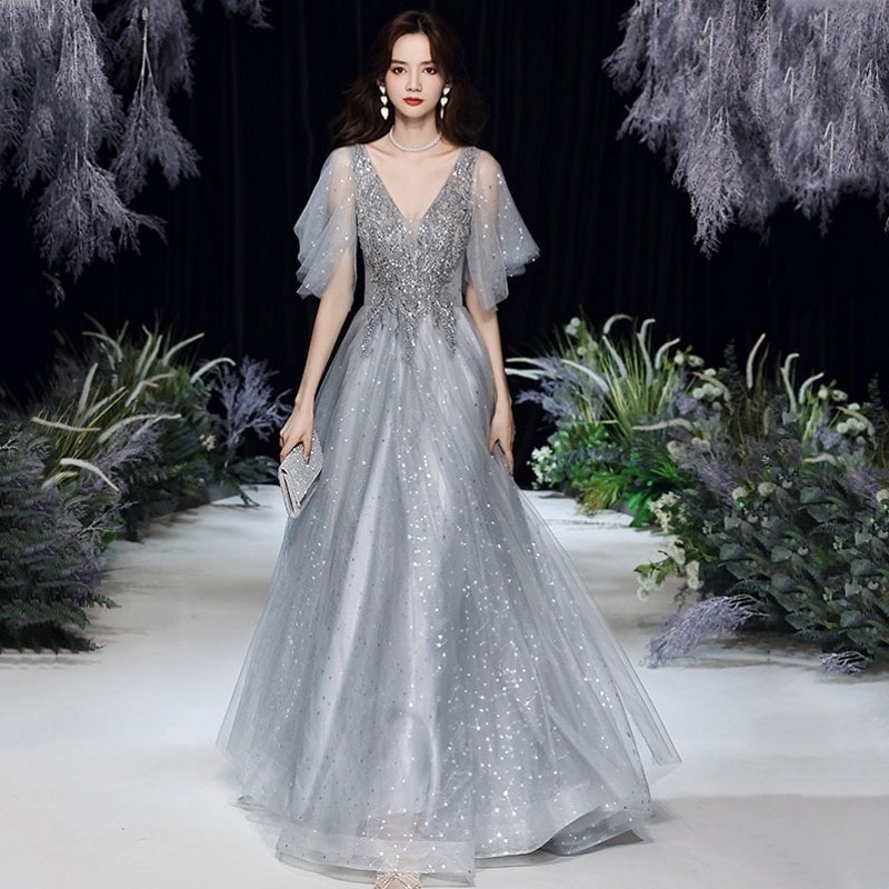 バンケット気質ドレス2025スリムハイレベルの花嫁介添人ウェアホストドレススプリング