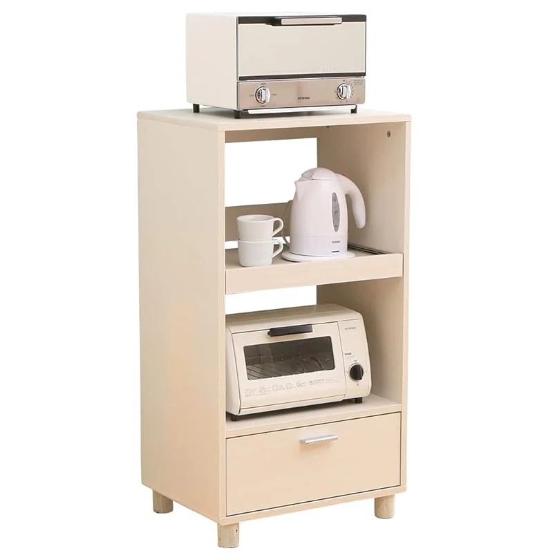 【即納】アイリスオーヤマ キッチンボード レンジ台 スライド棚 幅50×奥行37×高さ93.8cm オフホワイト KBD-500