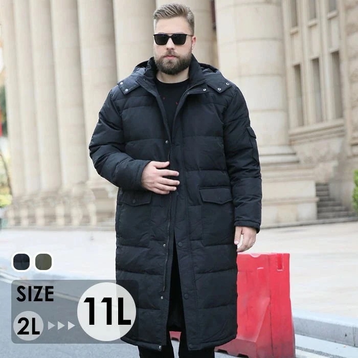 ダウンコート メンズ 大きいサイズ コート ロング ベンチコート フード付き 黒 ロングコート 父の日 彼氏 プレゼント カッコイイ アウター ダウン シンプル 冬 冬服 柔らかい 暖かい 防寒 防寒
