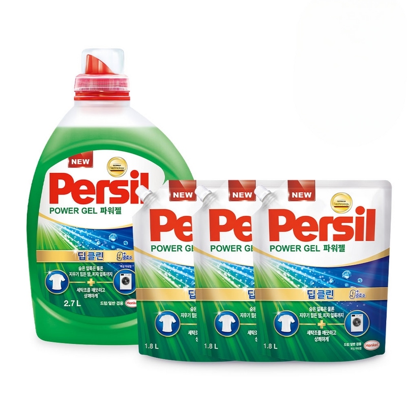 ヘンケル洗濯洗剤パーシルディープクリーンパワージェル2.7Lx1+1.8LX3個兼用