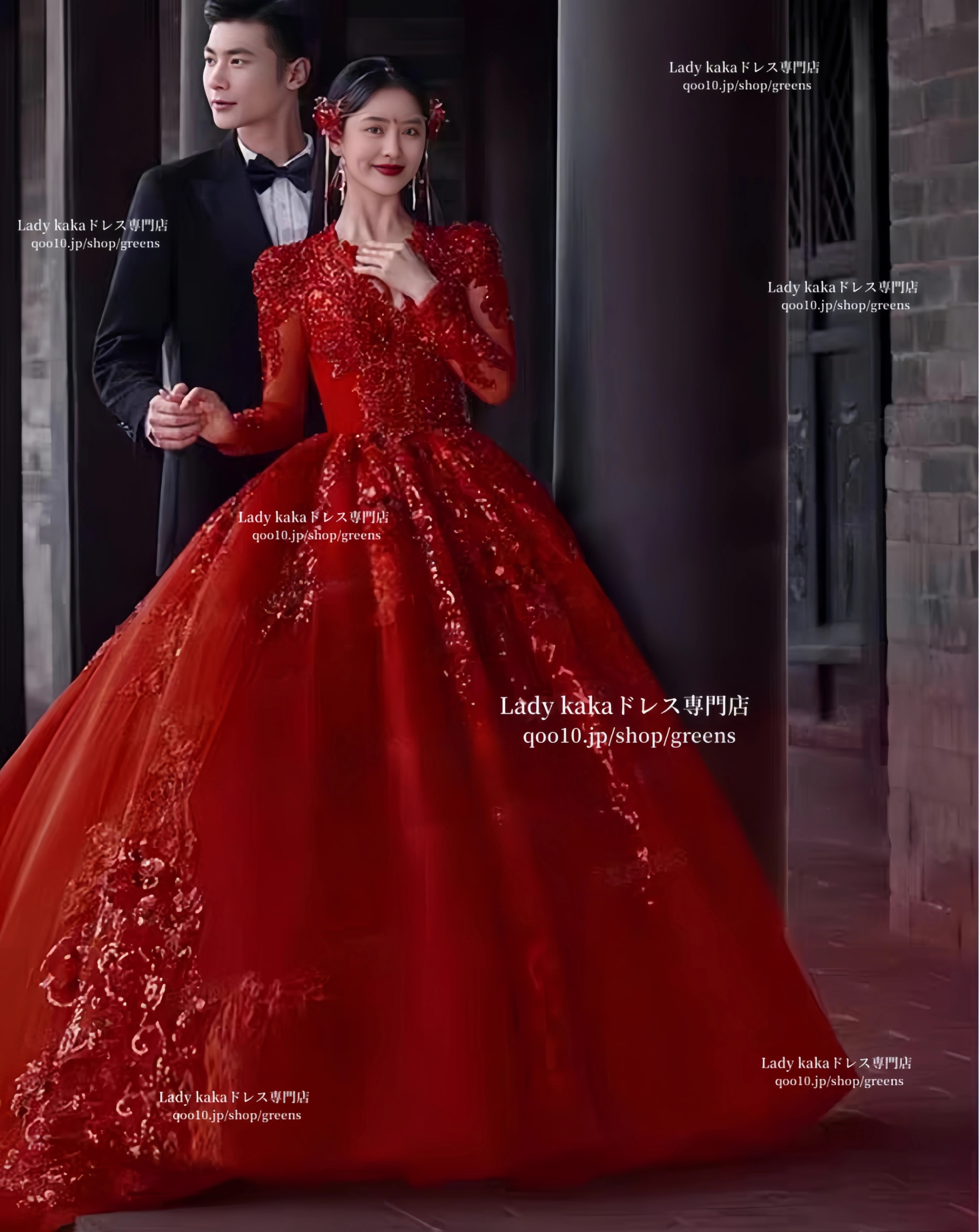 パーティードレス 豪華 ウェディングドレス 長袖 花嫁ロングドレス 手作り 結婚式 二次会 エレガント お呼ばれ 挙式 簡約 姫系発表会 コンサート パーティー 韓国ファッション