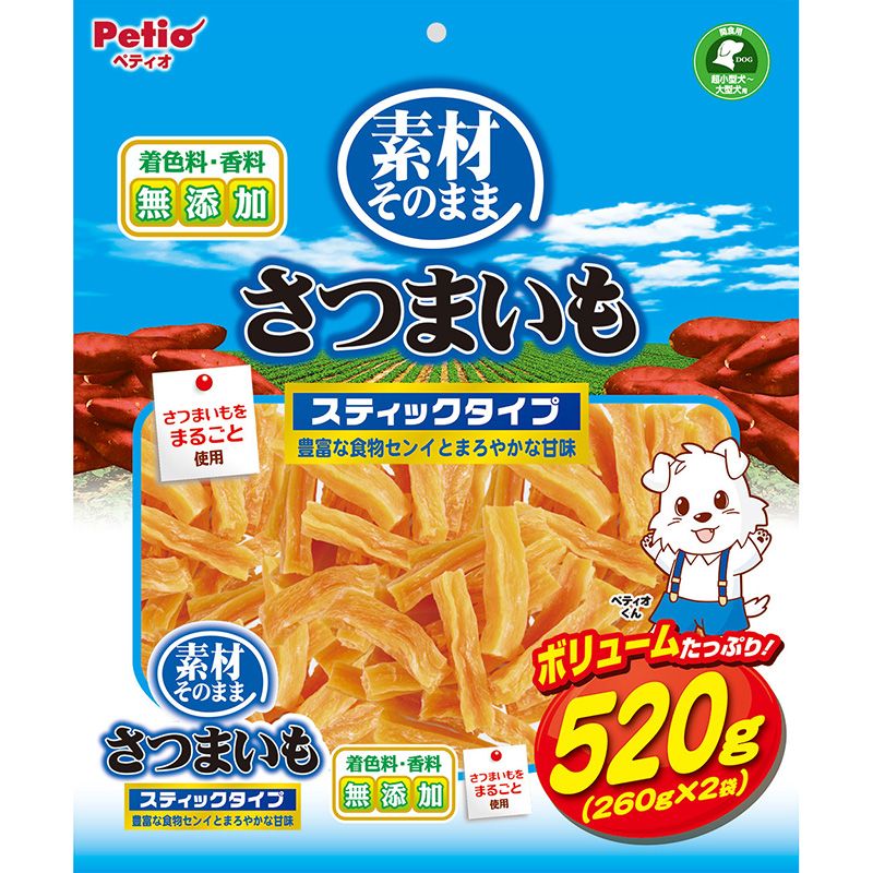 （まとめ買い）素材そのまま さつまいも スティックタイプ 520g 犬用おやつ [x4]