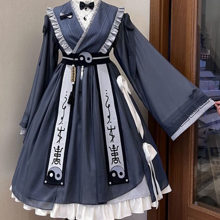 ロリータ 二次元 魔除け少女 古風 要素ロリータ 二点セット ワンピース