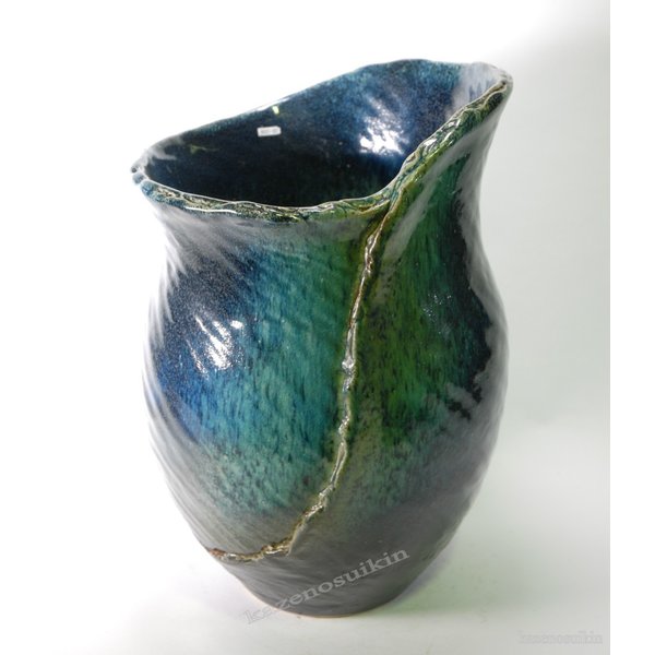 青ガラスひねり花器　13号　（信楽焼き・花瓶・花入れ・花器・壺・壷・一輪挿し・フラワーベース・B005-03) 19,320円