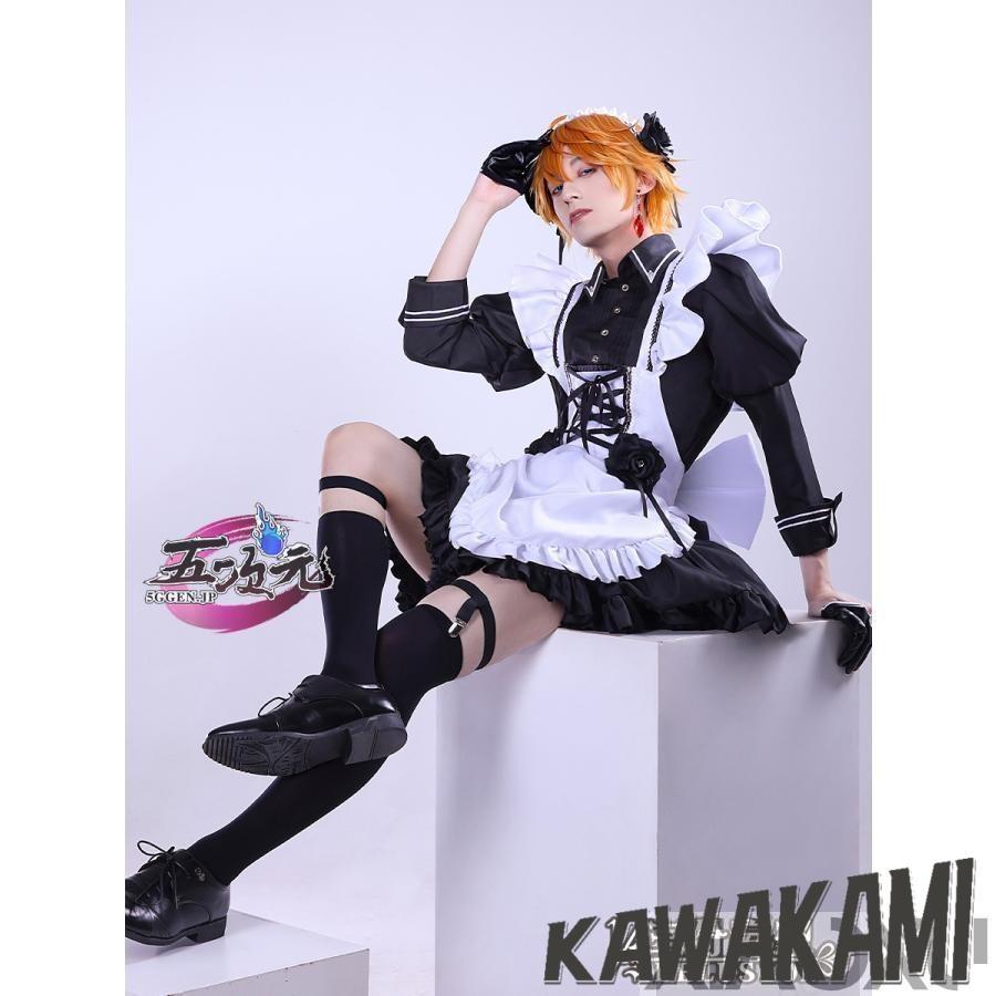 三分妄想　原神　コスプレ　タルタリヤ　メイド服　衣装　 いしょう ウィッグ　　1428