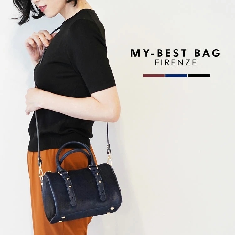 [MYBESTBAG]ホースヘア牛革ミニボストンショルダーバッグ