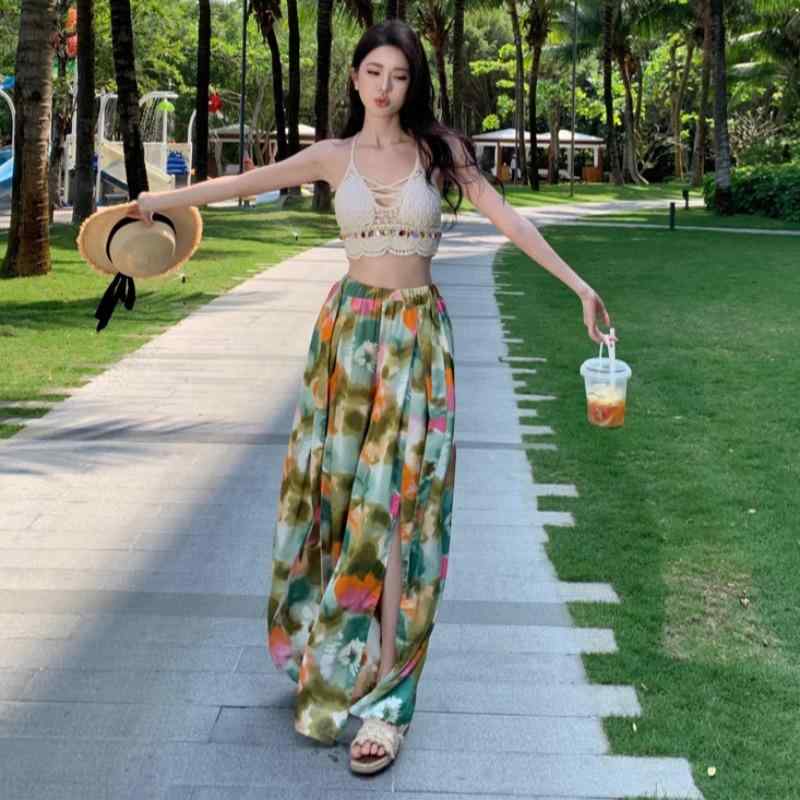 レディース 女性用 旅行 エスニック 海辺 休暇 ボヘミアン ビーチ ワイドレッグパンツ チューブトップ カーディガン スーツ エスニック 涼しい 夏