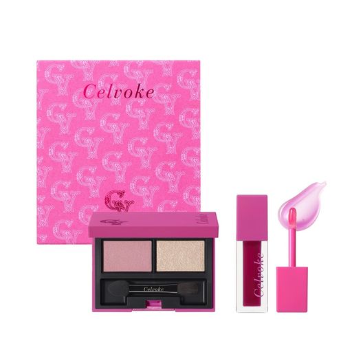 Celvoke(セルヴォーク) ピンクアミュレット デュオアイシャドウ EX01 モイステンリップドロップ EX04 アイシャドウ リップ 限定キット
