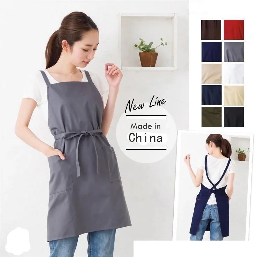 おしゃれ ワークエプロンとして実用的 急速出荷！ワンピース エプロン 撥水 無地 ドレス 保育士・カフェで使用に適し 黒 人気 新作 80セット バッククロス 65,863円