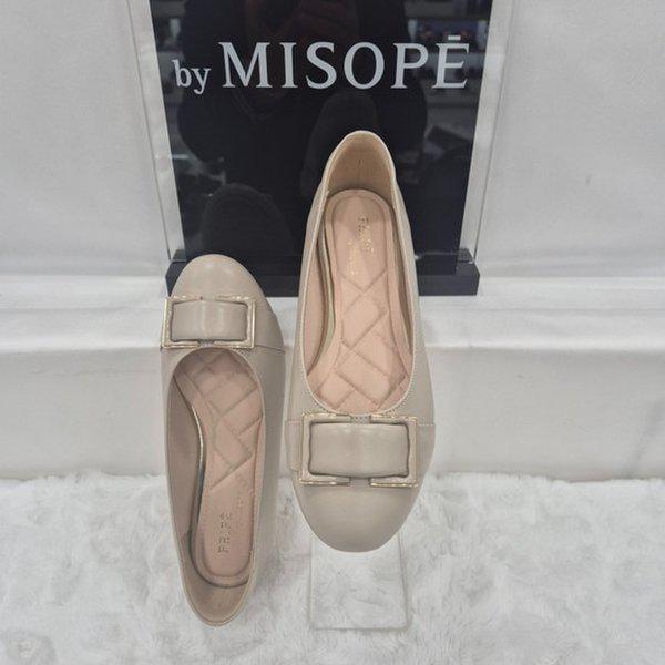 By 女性 四角装飾 フラットシューズ 112HT435DS005 BEIGE 1 JJ