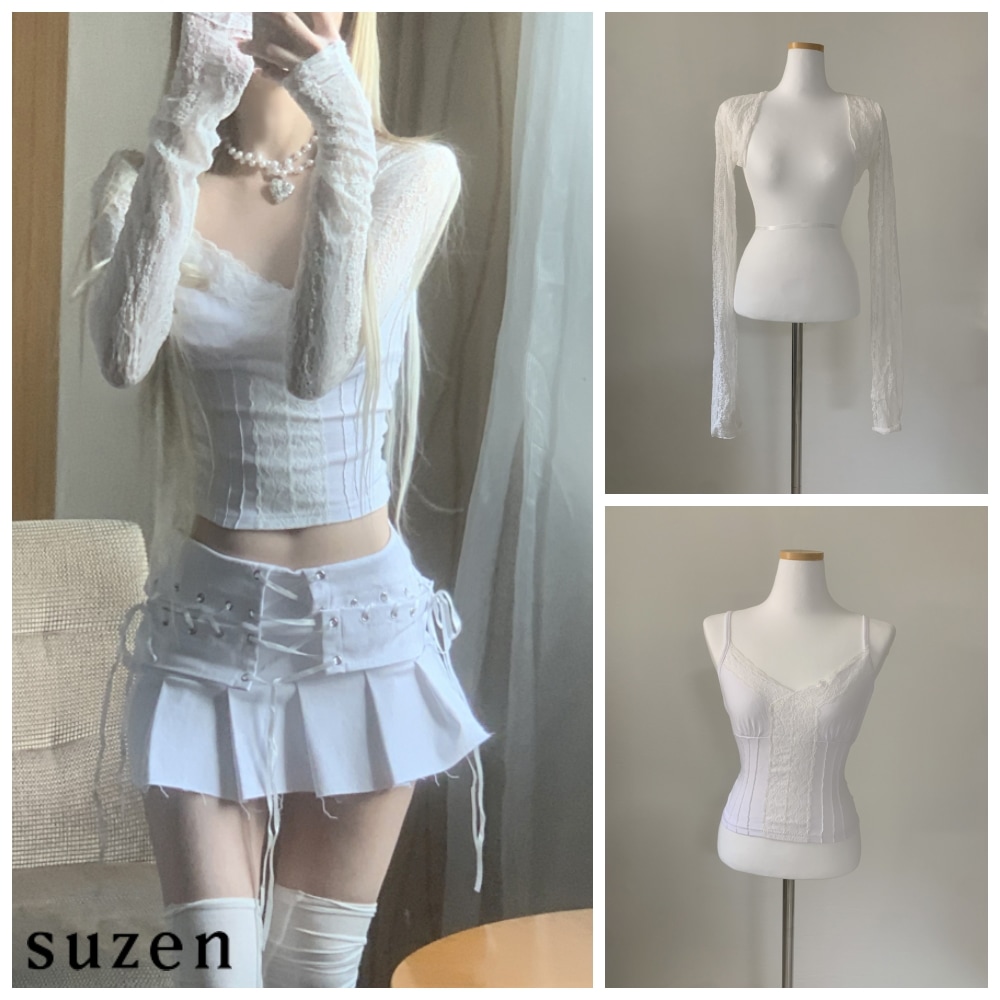 jandaru lace bolero cardigan set 無地 長袖 レース カーディガン
