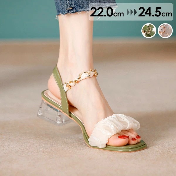 サンダル レディース チャンキーヒール 太ヒール 安定感 かかとなし ヒールサンダル 夏 ベルト 靴 女性 大人 美脚 シューズ シンプル 小さいサイズ dj046n1n1c6