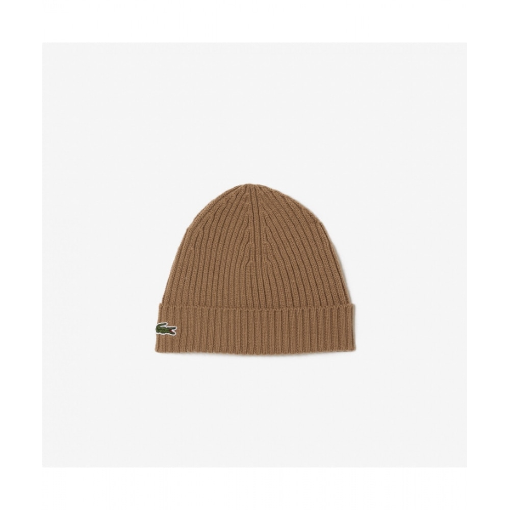 LACOSTE コモンウールティッシュビーニー [ライトブラウン]