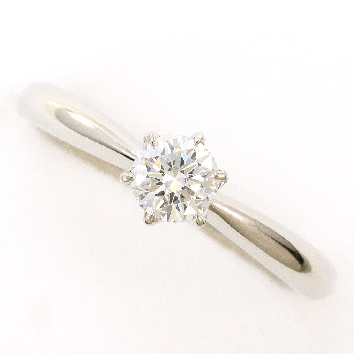 PT1000 プラチナ リング・指輪 9号 ダイヤモンド 0.305ct VVS2 鑑定書 総重量約3.1g 中古