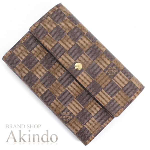 【新品・未使用】ルイヴィトン 三つ折り財布 ダミエ ポルト トレゾール・エテュイ パピエ コンパクト レディース パスケース付き N61202 LOUIS VUITTON 茶 ブラウン
