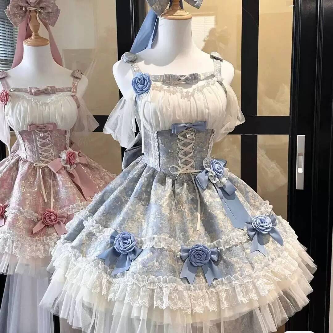 秋冬の新型韓国系元気少女感ファッション精致修身網糸ストラップワンピース短スカート女仙