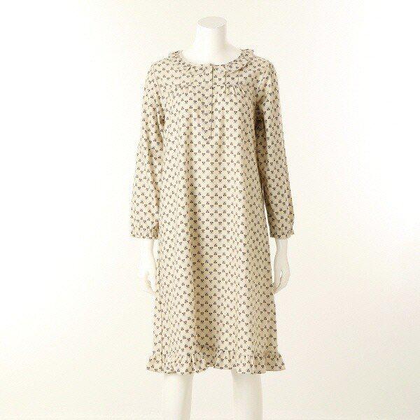 WGN5487WCR_花柄プリントコットン起毛ワンピースパジャマ