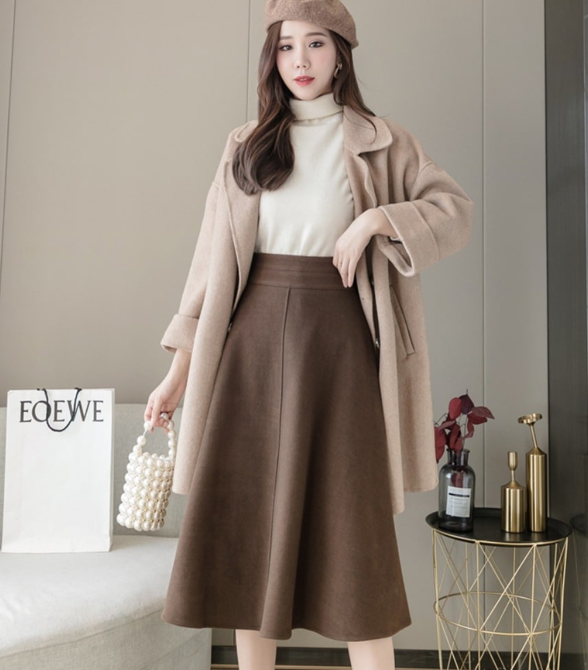 スカート デート ミモレ丈 フレアスカート ハイウエスト 可愛い きれいめ 上品 おしゃれ かっこいい 可愛い ラブリー キュート ガーリー クール モード系 セクシー エレガント 存在感