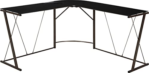 不二貿易 L字 PC パソコンデスク 幅141*奥行141*高さ75cm ブラック 強化ガラス 70