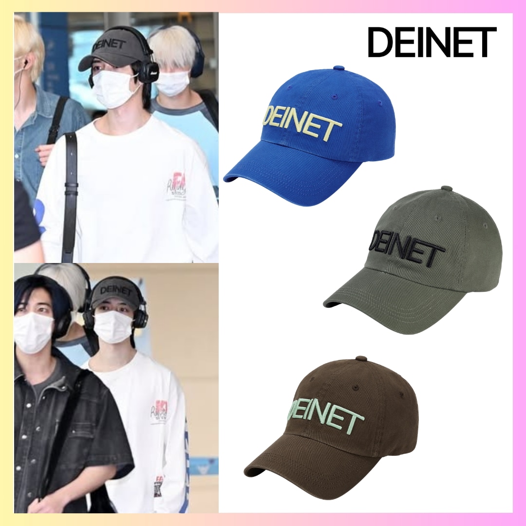 [TXT ボムギュ 着用] DEINET WASHED LOGO CAP - 3 COLORS + FREE OMAKE 韓国ファッション レディースレディース ボールキャップ