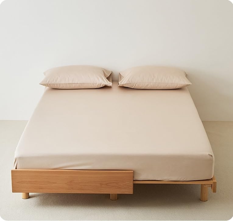 ツインサイズフィットシーツ（シーツのみ）- ツインサイズ対応 深めポケット仕様 厚さ約38cm（15インチ）のマットレスにもぴったりフィット マイクロファイバー素材 やわらかくて手入れ簡単(Ligh