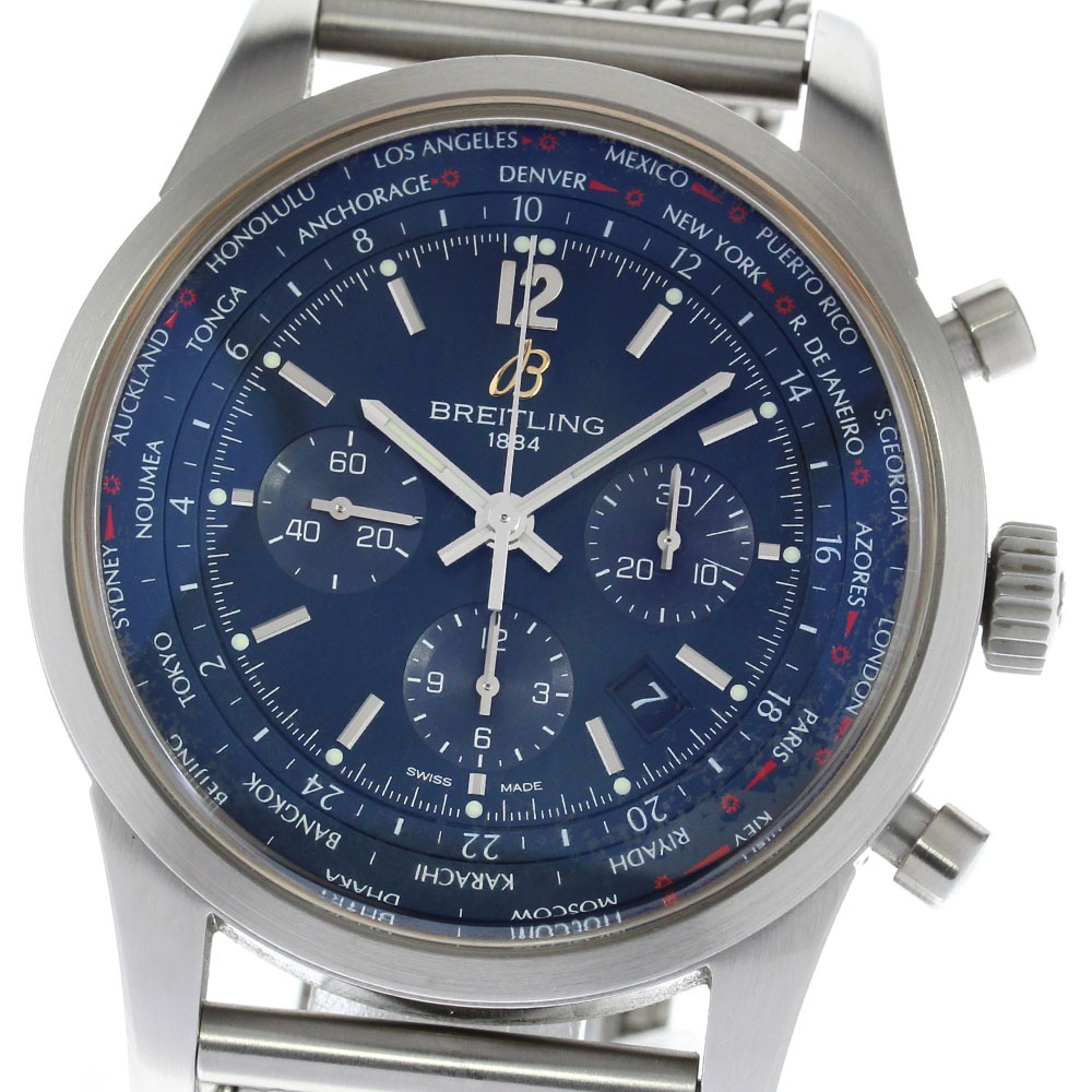 ブライトリング BREITLING AB0510 トランスオーシャン クロノグラフ ユニタイム 自動巻き メンズ 良品 箱保証書付き_820623【中古】