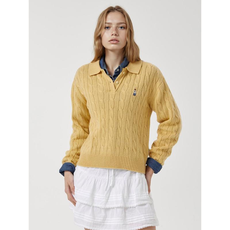 AK水原店 女性 Steve Cable Button Collar Pullove