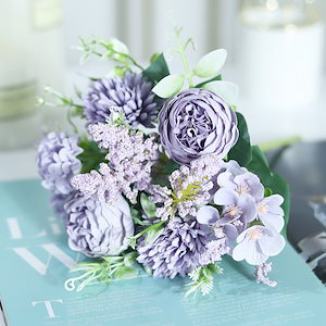 造花,結婚式の装飾,家,居間,DIY,高品質の偽の花,大きなハイブリッドブーケ Purple
