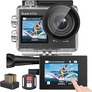 アクションカメラ 4K 20MP解像度 タッチパネル式 デュアルカラースクリーン 40M防水 水中カメラ 手ぶれ補正 外部マイク対応 WiFi搭載 HDMI出力 5倍ズーム リモコン付き 1350mA