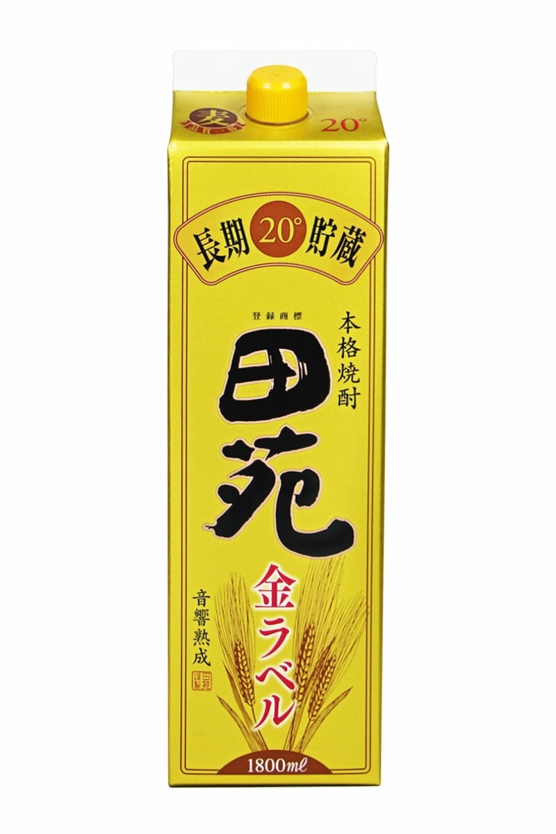 【送料無料】田苑酒造 田苑 金ラベル 長期貯蔵 麦 20度 パック 1800ml 1.8L6本【北海道沖縄県東北四国九州地方は必ず送料が掛かります】