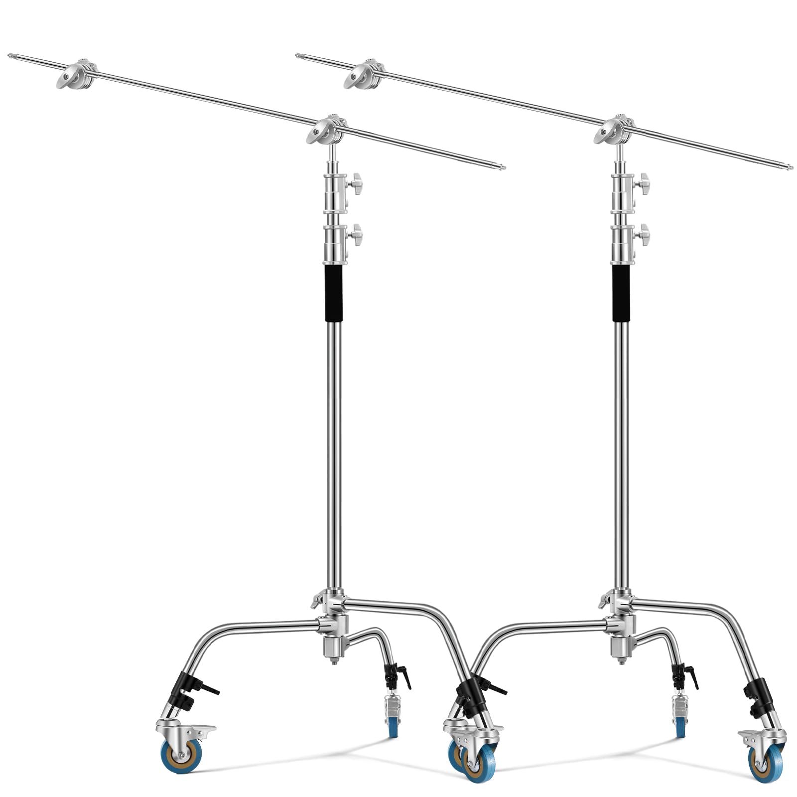 SOONPHO センチュリースタンド 10.96ft/334cm調節可能 Cスタンド ステンレス鋼 ライトスタンド キャスター付き 積載能力22lbs 撮影スタジオ撮影 フォトリフレクターソフトボック