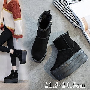 【70個1セット】 ムートンブーツ レディース ショートブーツ ミドルブーツ 厚底 サイドファスナー プラット 疲れない 履きやすい 防寒 暖かい 冬用に最適