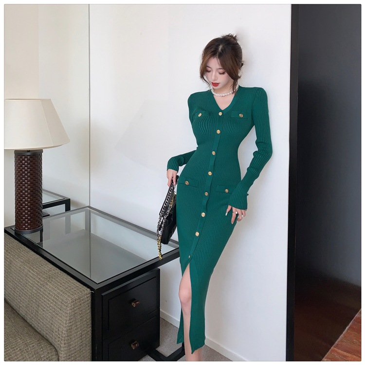 ワンピース ニットソー ミモレ ミモレ丈 ロング ロング丈 袖あり 長袖 Vネック スリム タイト 細身 透け感 ニット かわいい 大人可愛い おしゃれ お洒落 かっこいい 大人女子 こなれ感