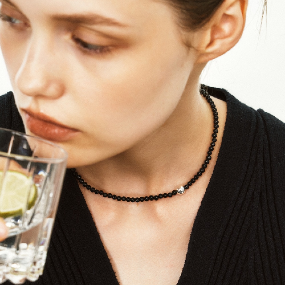 LUNNE シルバー 925 ブラックオニキスフルムーンネックレス #LSN63