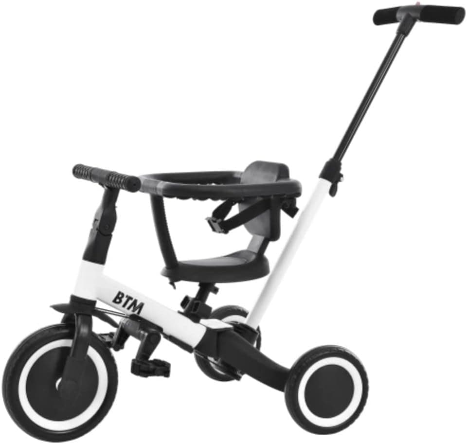 子供用三輪車 5in1 三輪車のりもの BTM 押し棒付き バランスバイク 自転車 おもちゃ 乗用玩具 レッド