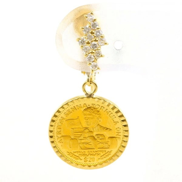 リベリア アイルトンセナ 20ドル コイン イヤリング(片耳) ダイヤ 0.17 ジュエリー 中古