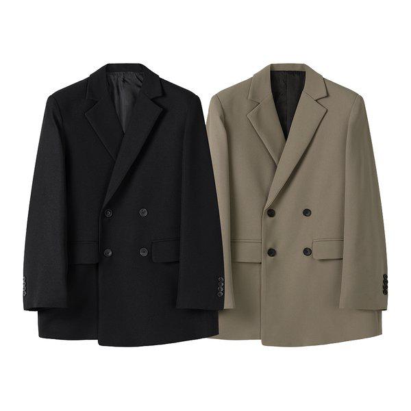 メンズビッグシグネチャーダブルブレザージャケット ET-JK-Q013-ブラック