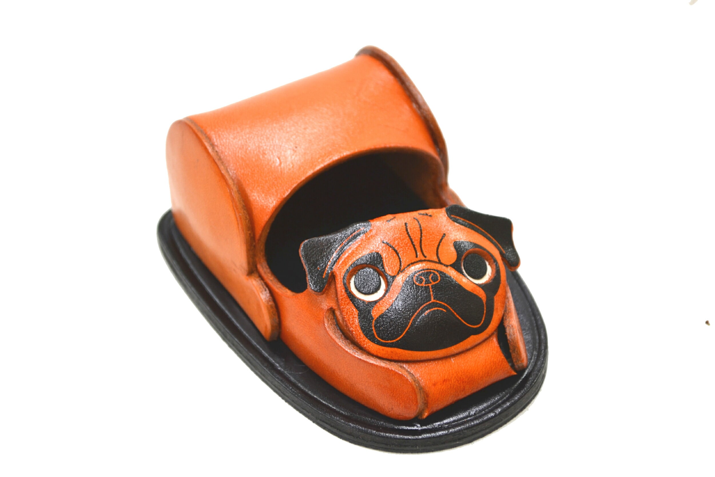 スマホスタンド　パグ レザー/本革 VANCA/バンカクラフト