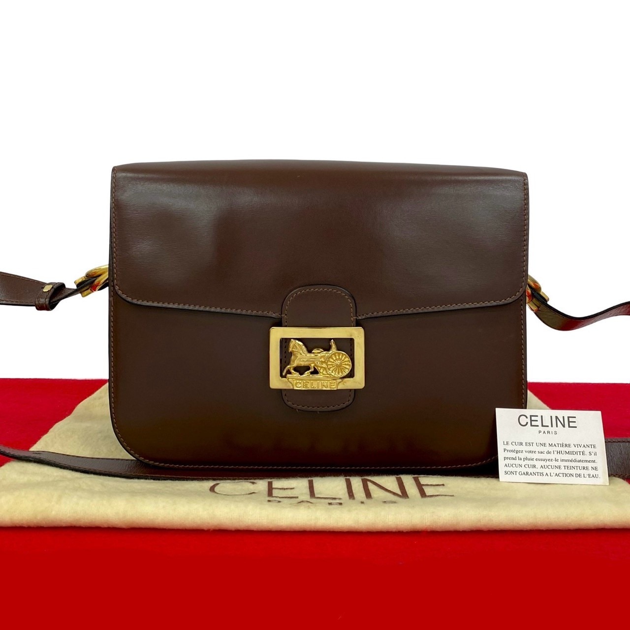 ヴィンテージ ロゴ 馬車 金具ショルダーバッグ カーフ レザー ブラウン 98280